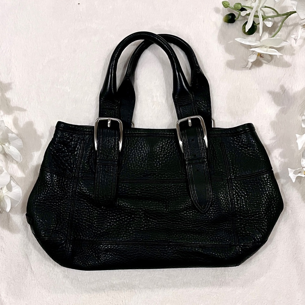 ✨🖤COLE HAAN Black Pebbled Leather Shoulder Purse Bag w/Adj. Buckle Straps 🖤✨